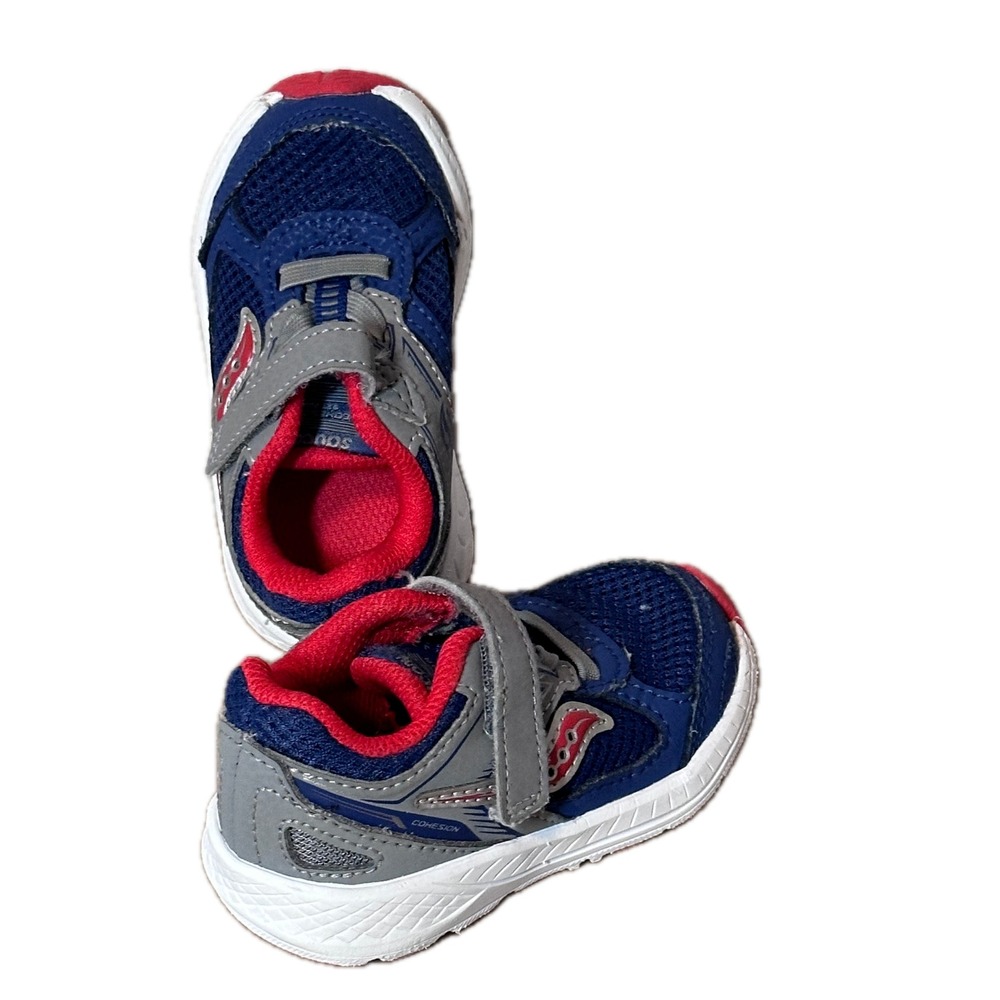 Saucony Cohesion Toddler Boys Shoes Size 5M Navy Blue Red Grey Sneaker